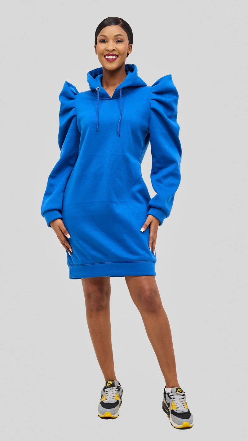 Hoodie & Chill Call Me Hoodie Classy Dress - Blue