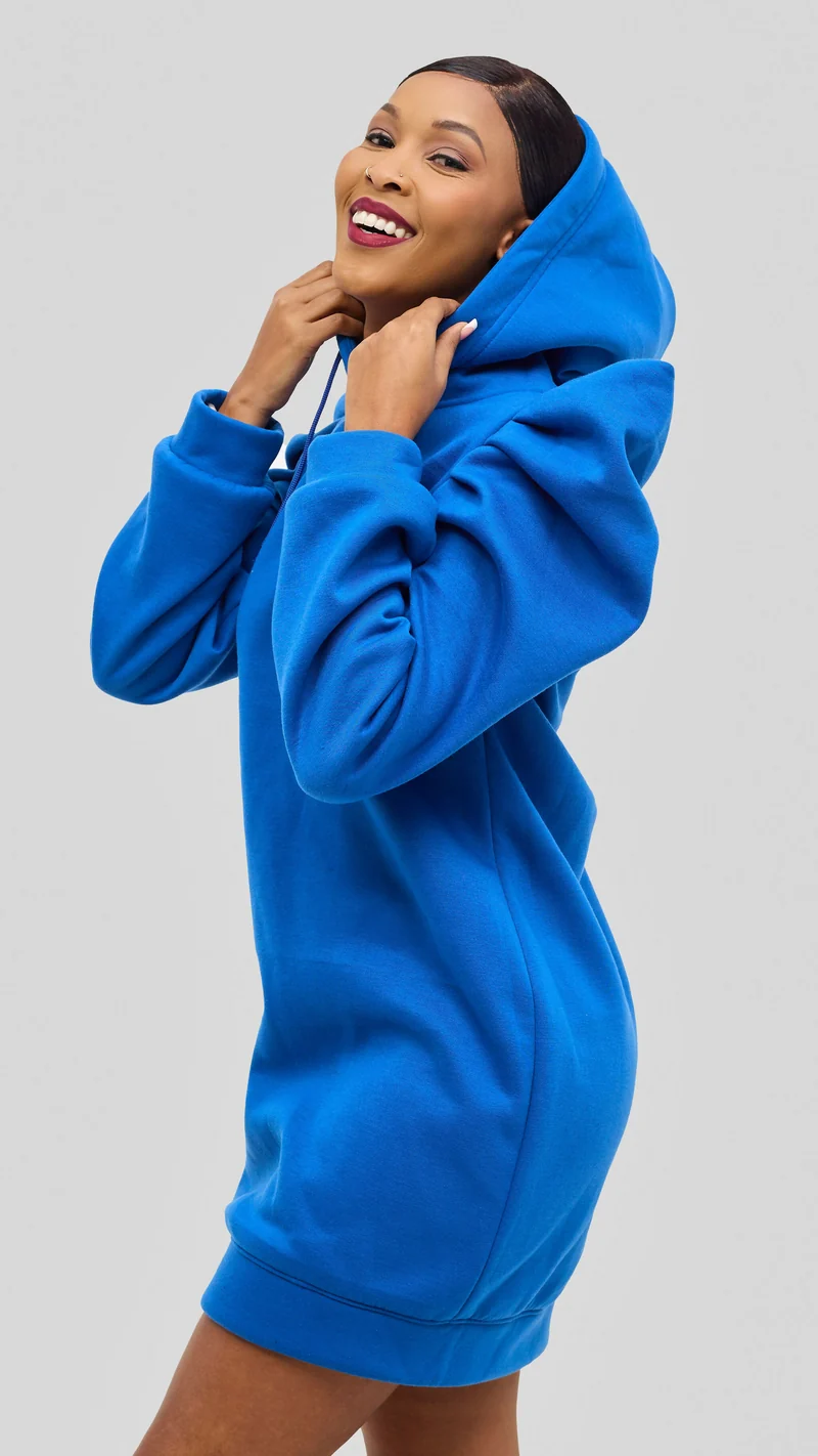 Hoodie & Chill Call Me Hoodie Classy Dress - Blue