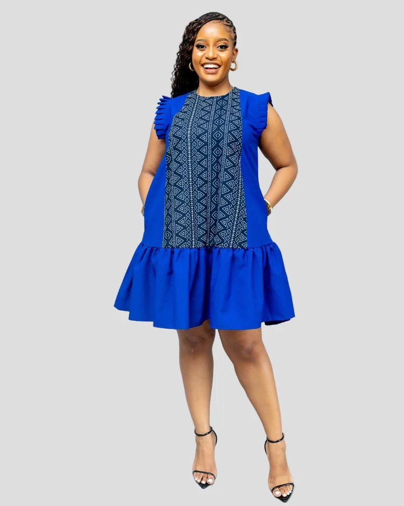 African Yuva Radiant Shift Dress - Royal Blue