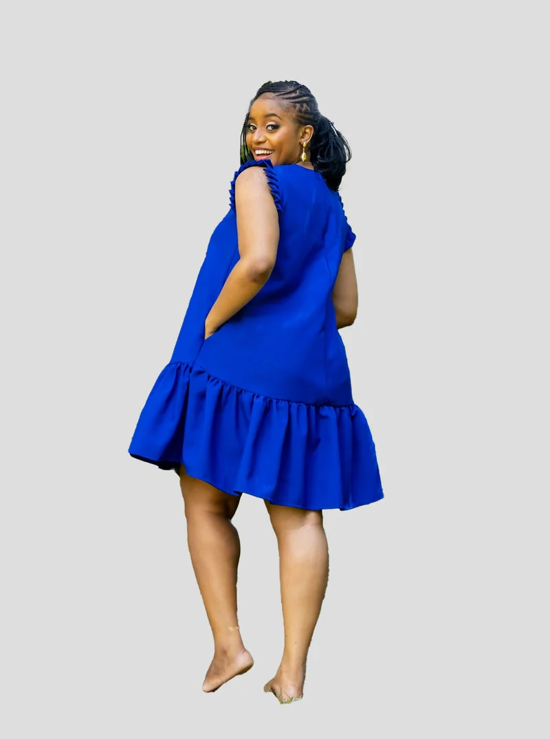African Yuva Radiant Shift Dress - Royal Blue