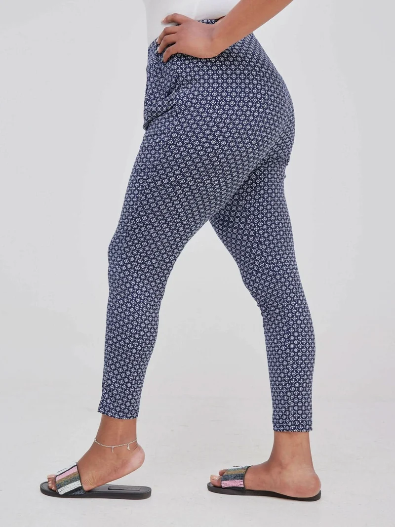 Hessed Flowered Pants - Navy Blue