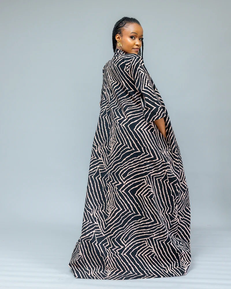 Afriwia Mvule African Print Kimono - Black Print