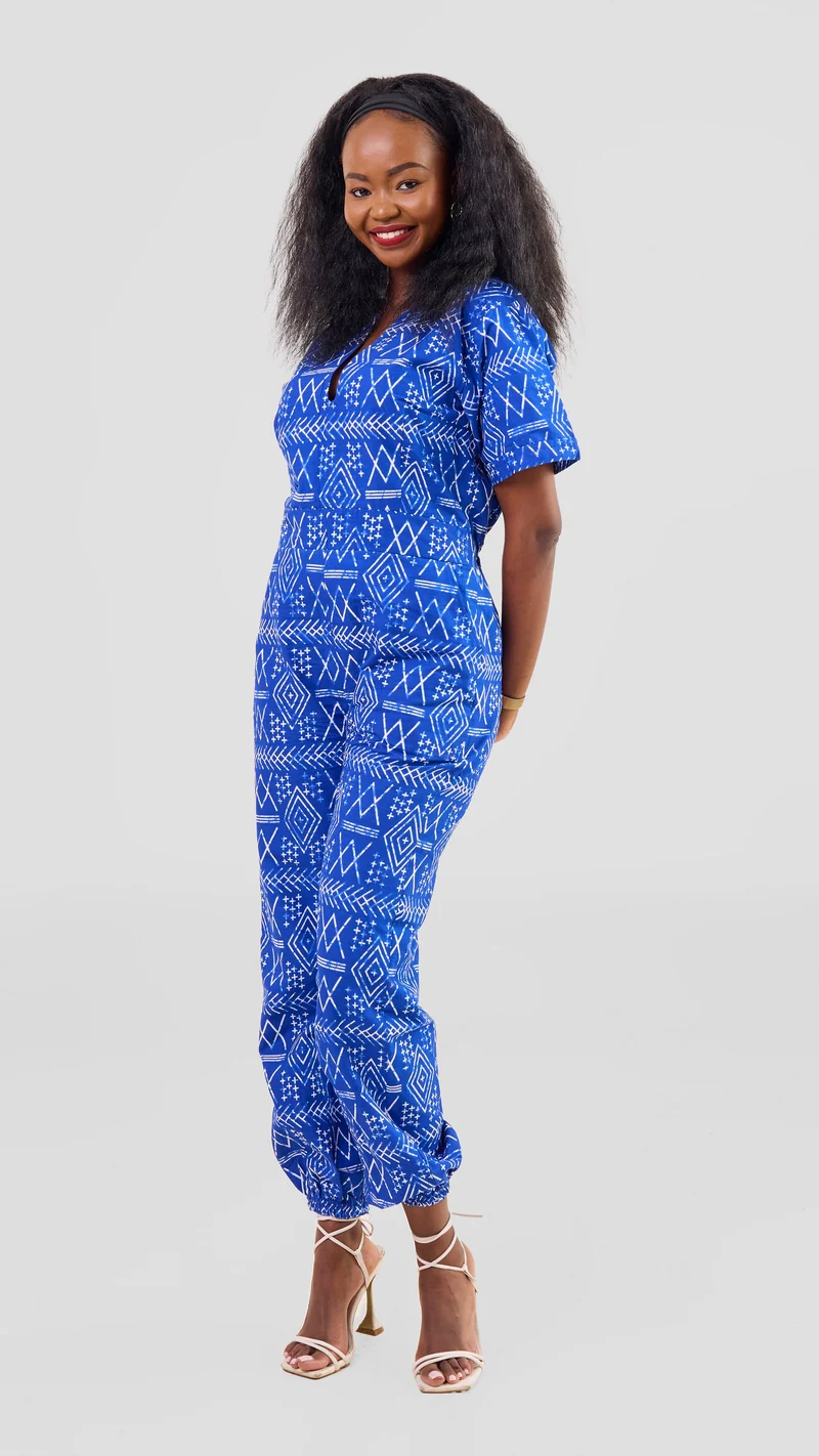 Marumara Creations Wati Tribal Print Jumpsuit - Blue
