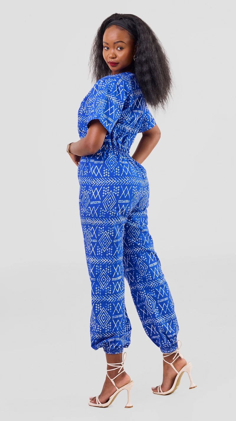 Marumara Creations Wati Tribal Print Jumpsuit - Blue