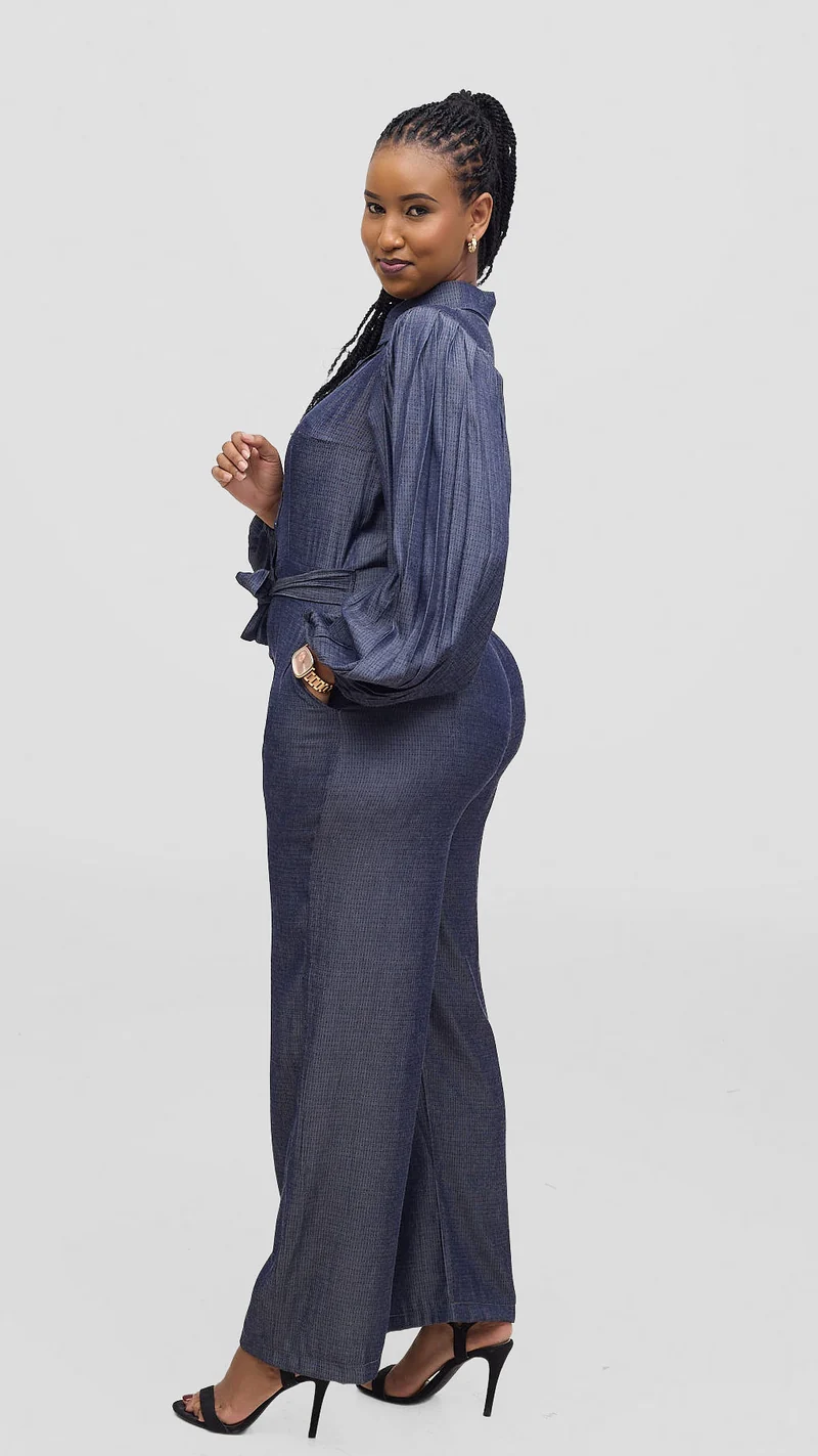Marumara Creations Pema Light Denim Jumpsuit-Blue