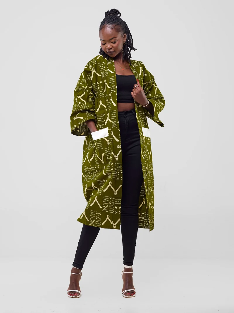 Izulu Juni 2 Kimono - Olive