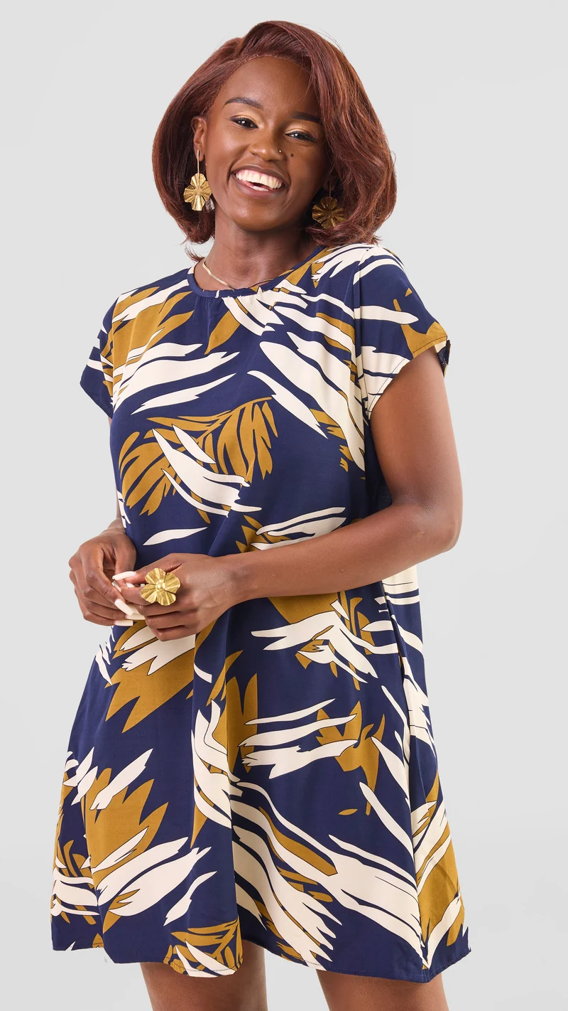 Phyls Collections Amalia Tent Dress - Navy Blue