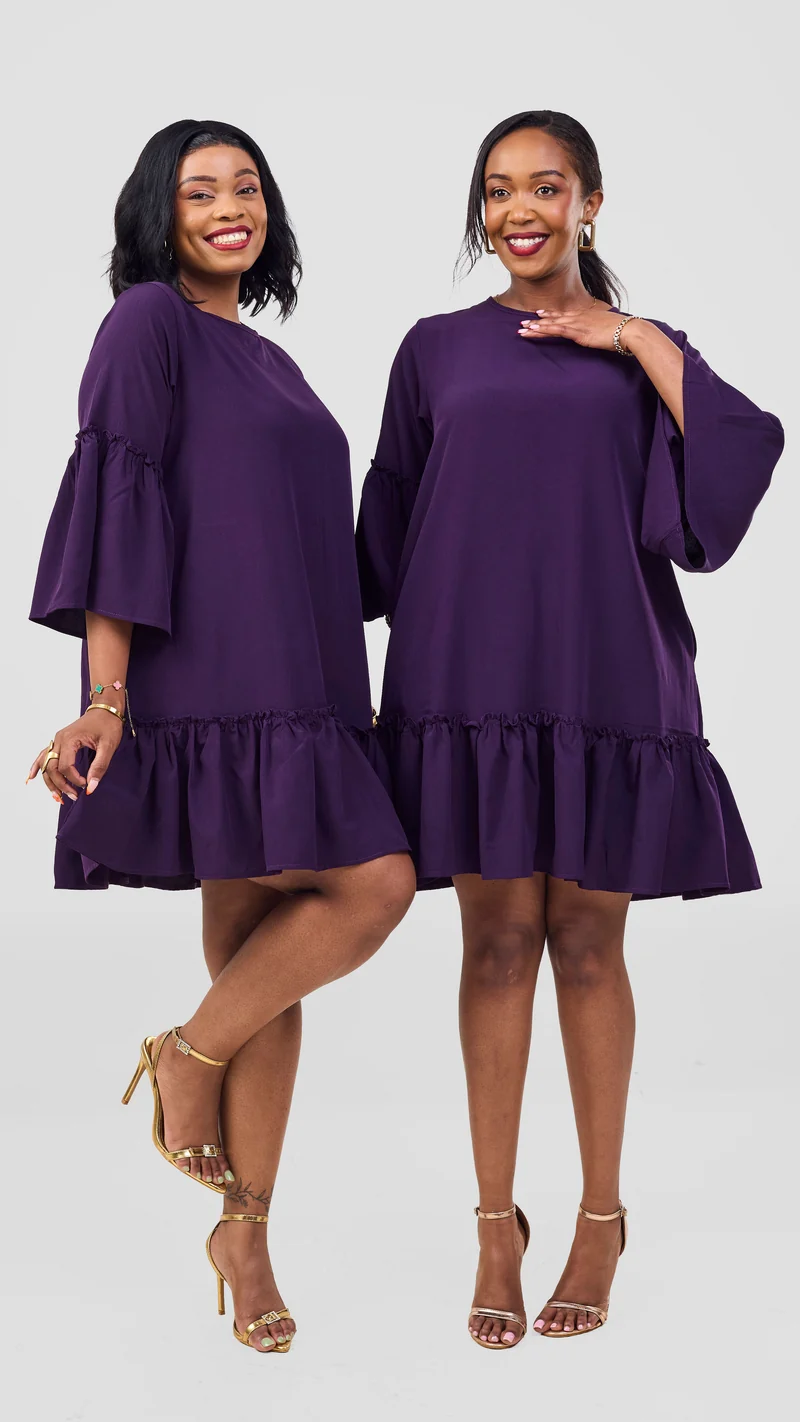 Phyls Collections Dalia Tent Shift Dress - Purple