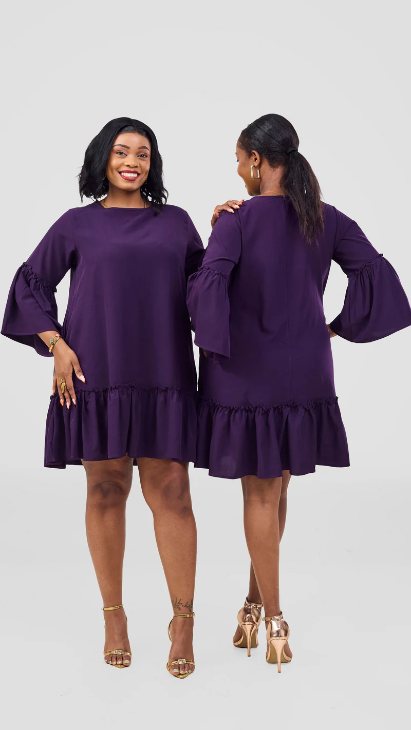Phyls Collections Dalia Tent Shift Dress - Purple