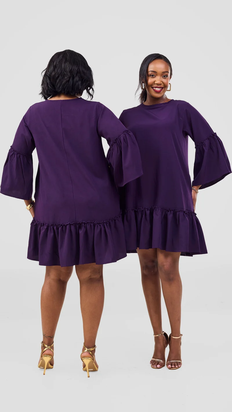 Phyls Collections Dalia Tent Shift Dress - Purple