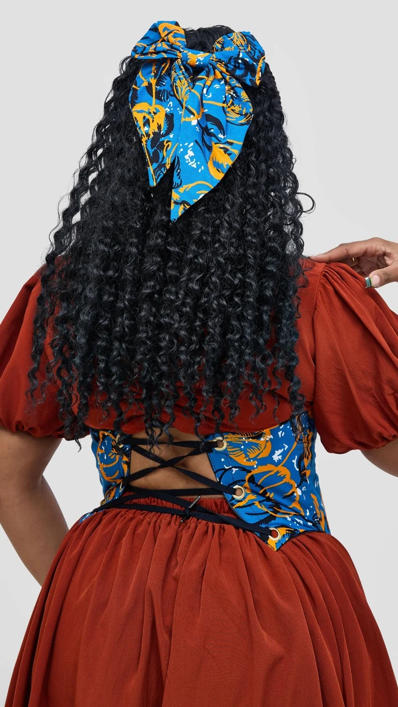Corsetry And Co Matron Ankara Corset Belt Top - Blue