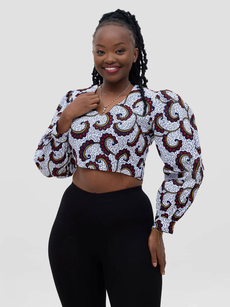 Gravio Fashions Gemini Crop Top - White / Brown