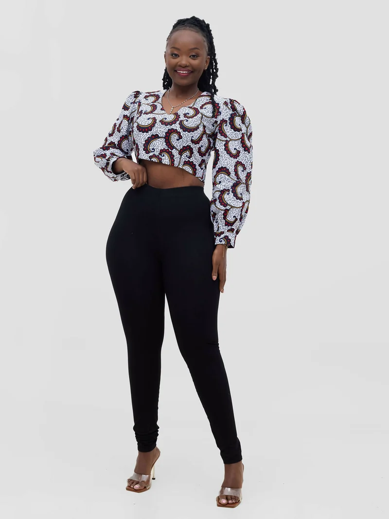 Gravio Fashions Gemini Crop Top - White / Brown