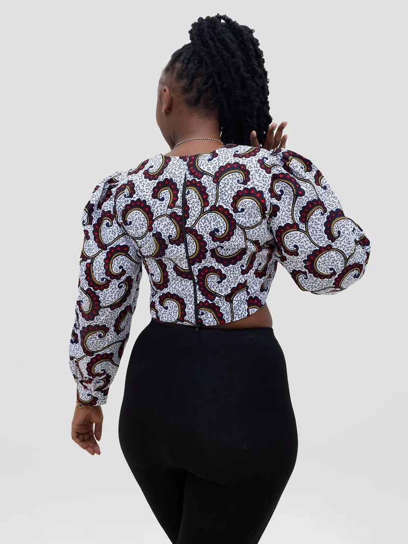 Gravio Fashions Gemini Crop Top - White / Brown