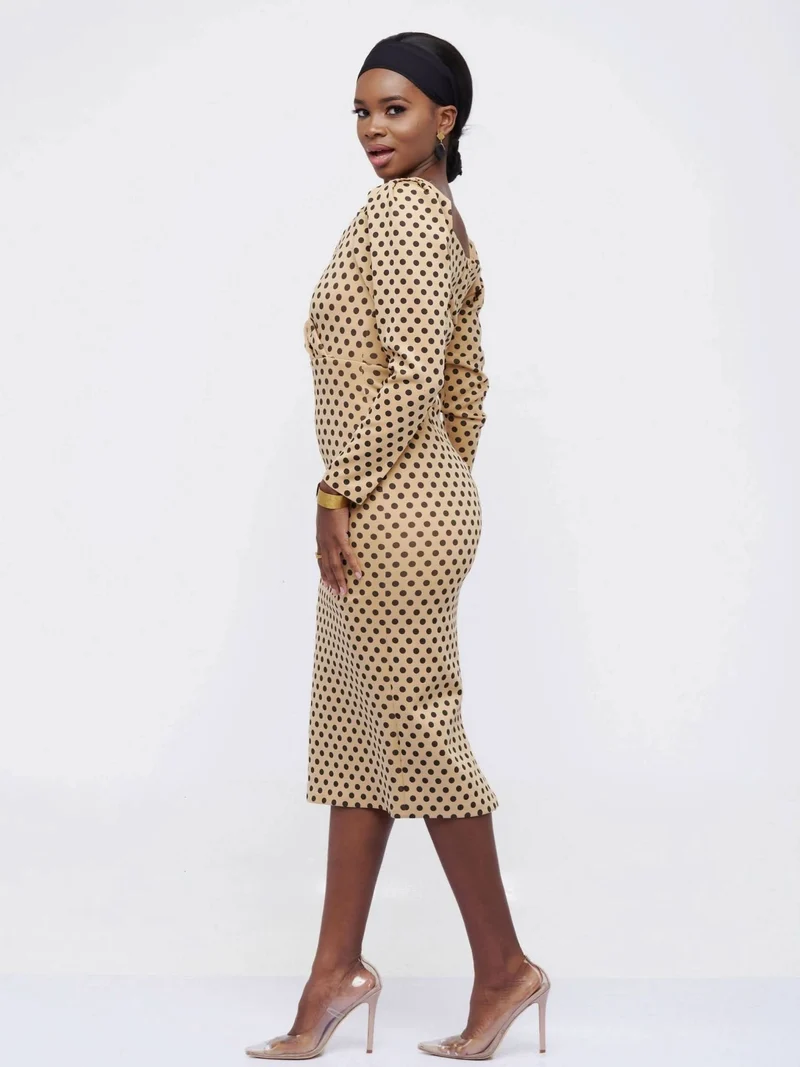 The Fashion Frenzy Polka Bodycon - Khaki
