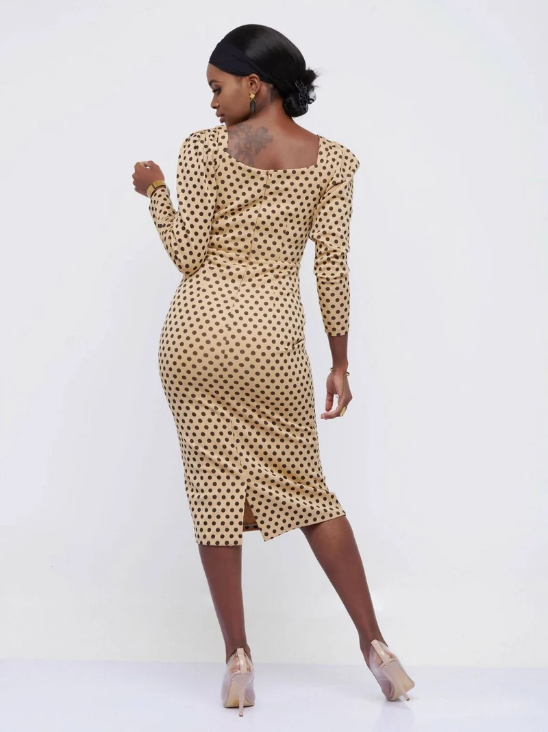 The Fashion Frenzy Polka Bodycon - Khaki