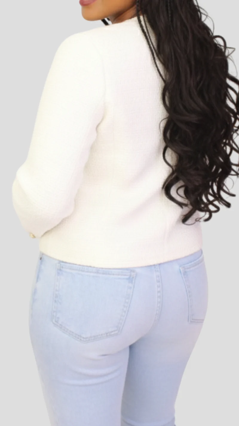 The Fashion Frenzy Élan Buttoned Jacket - White