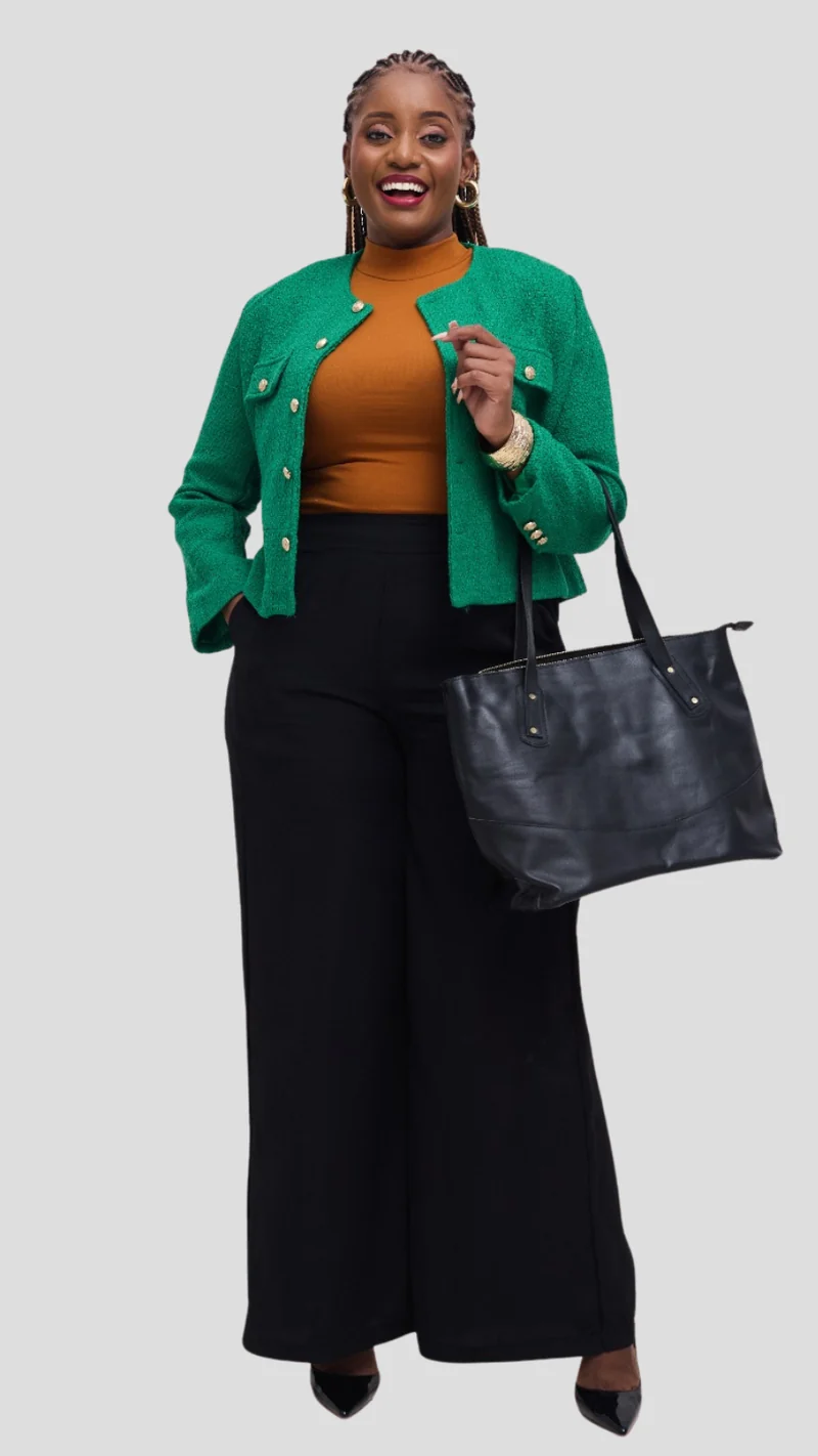 The Fashion Frenzy Élan Buttoned Jacket - Emerald Green