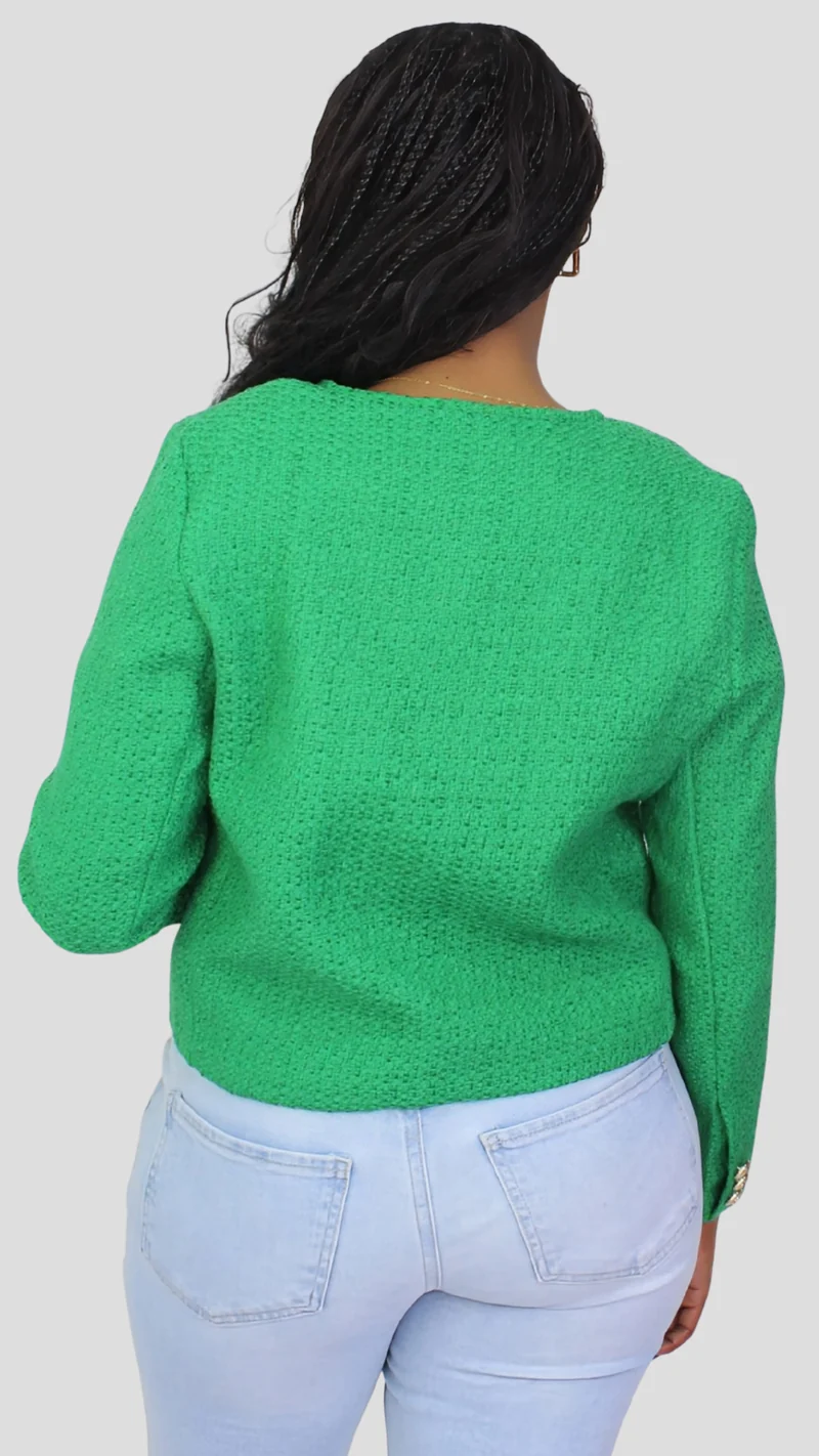 The Fashion Frenzy Élan Buttoned Jacket - Emerald Green