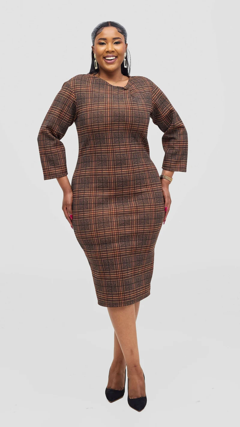 Lizola Amayah Bodycon Dress - Brown