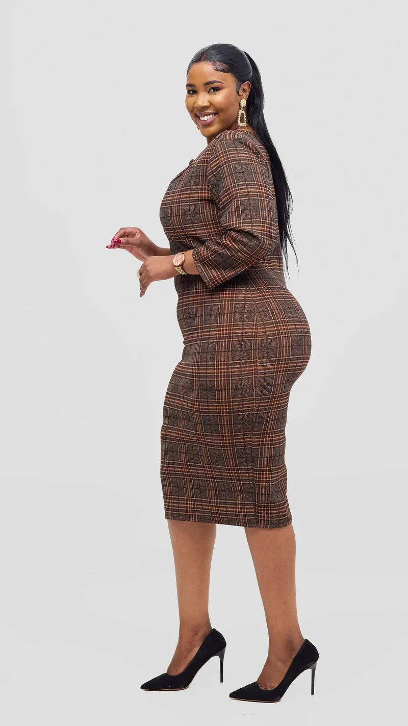 Lizola Amayah Bodycon Dress - Brown
