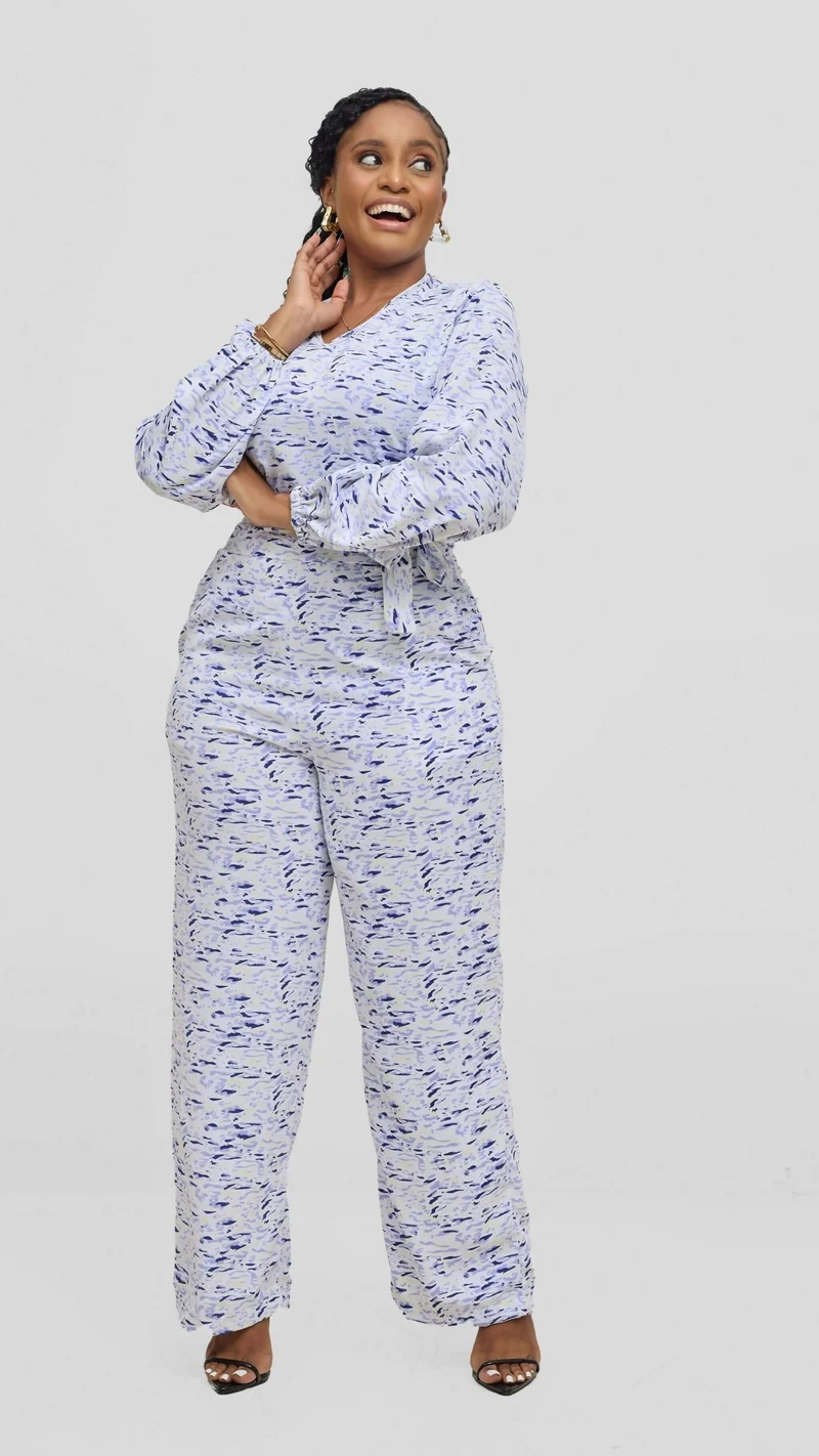 Lizola Aliyah Jumpsuit - Blue / Cream