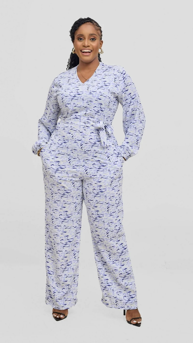 Lizola Aliyah Jumpsuit - Blue / Cream