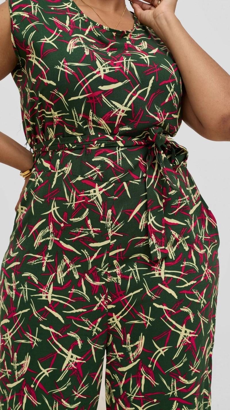 Lizola Aleena Jumpsuit - Green / Pink / Cream
