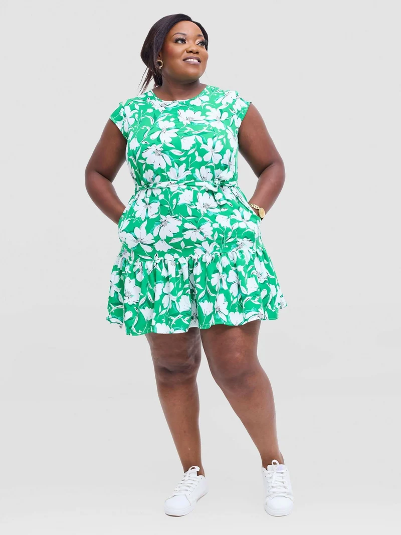 Lizola Ugoulo Shift Dress - Green / White / Black