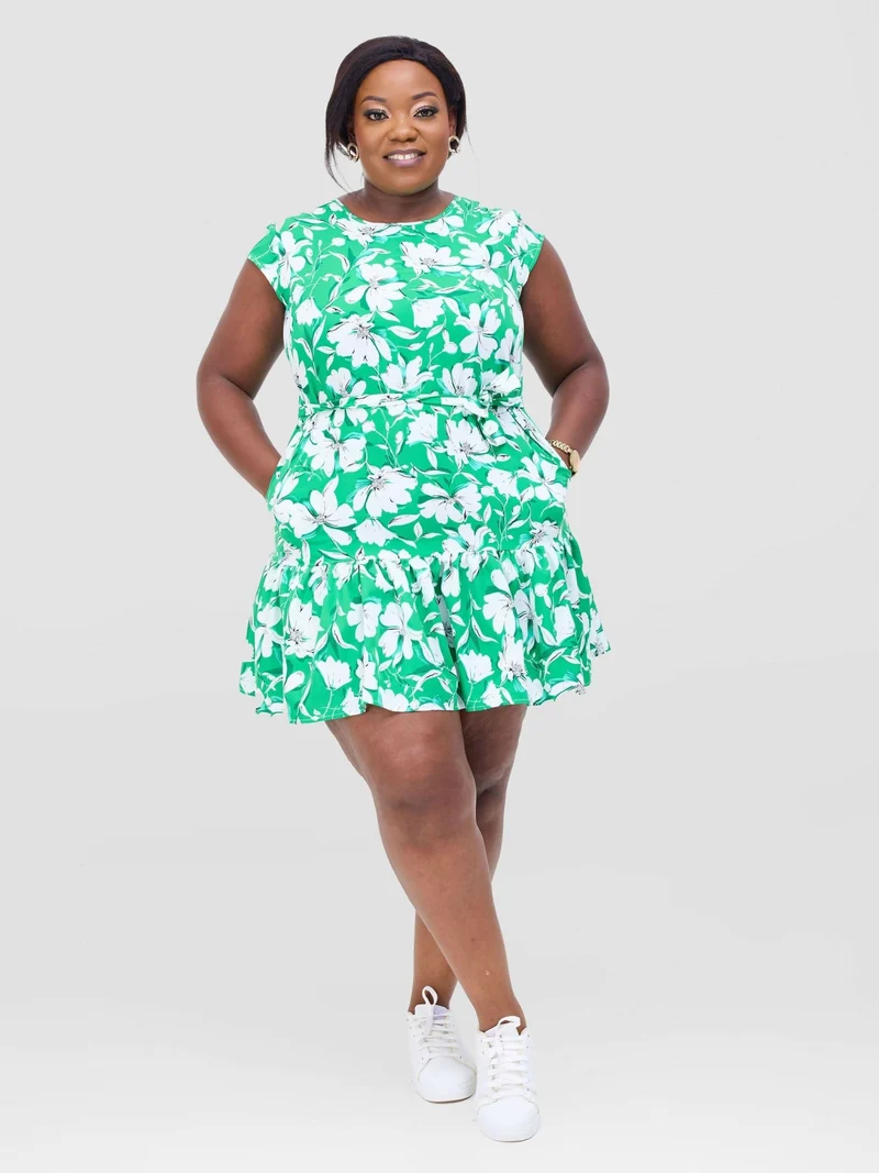 Lizola Ugoulo Shift Dress - Green / White / Black