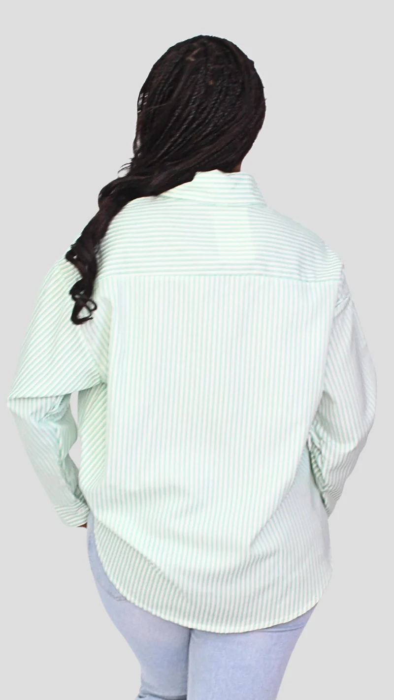 The Fashion Frenzy Relaxed Stripe Shirt - Mint Green