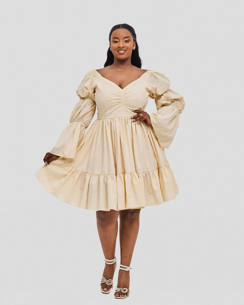 Izulu Mukutan Dress - Cream / White