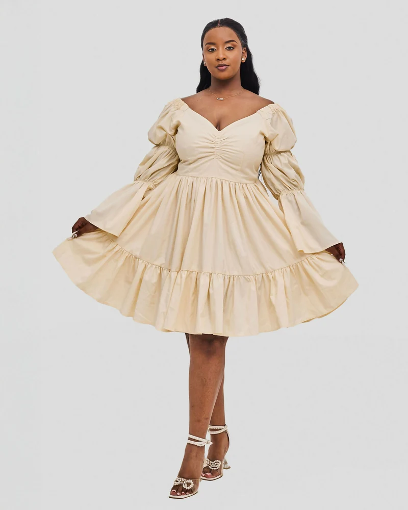 Izulu Mukutan Dress - Cream / White