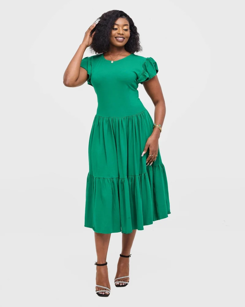 Gravio Fashions Emeria Midi Dress - Green