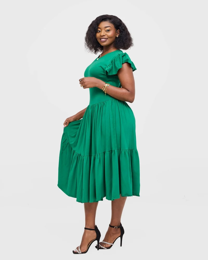 Gravio Fashions Emeria Midi Dress - Green