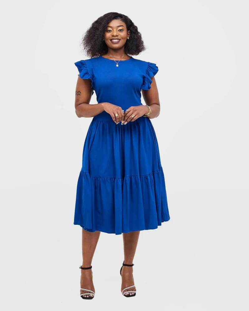 Gravio Aura Midi Dress - Blue