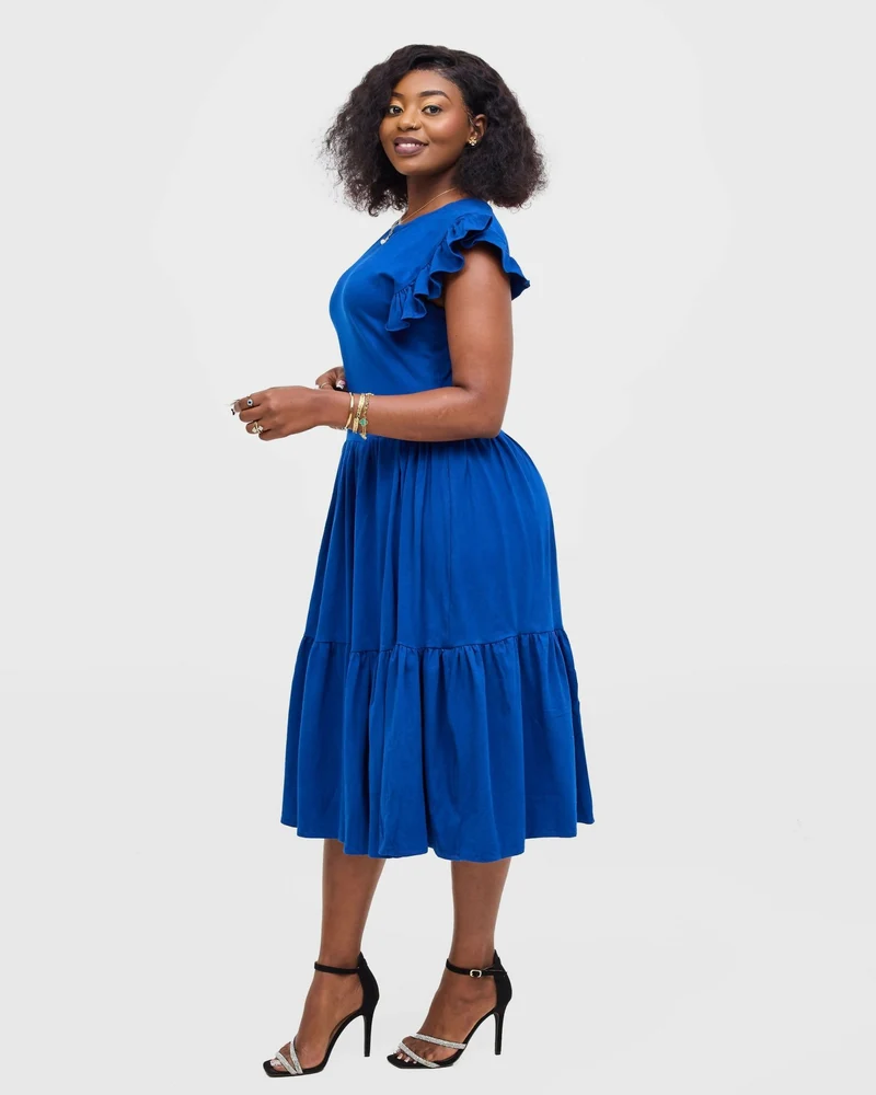 Gravio Aura Midi Dress - Blue