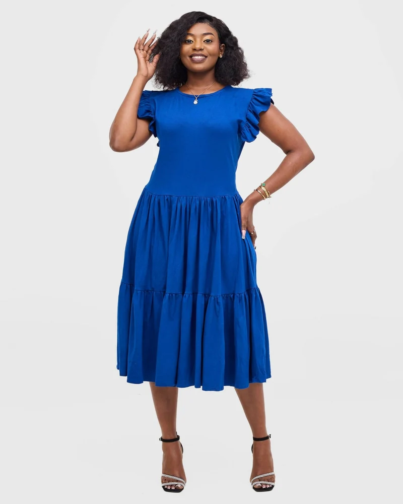Gravio Aura Midi Dress - Blue