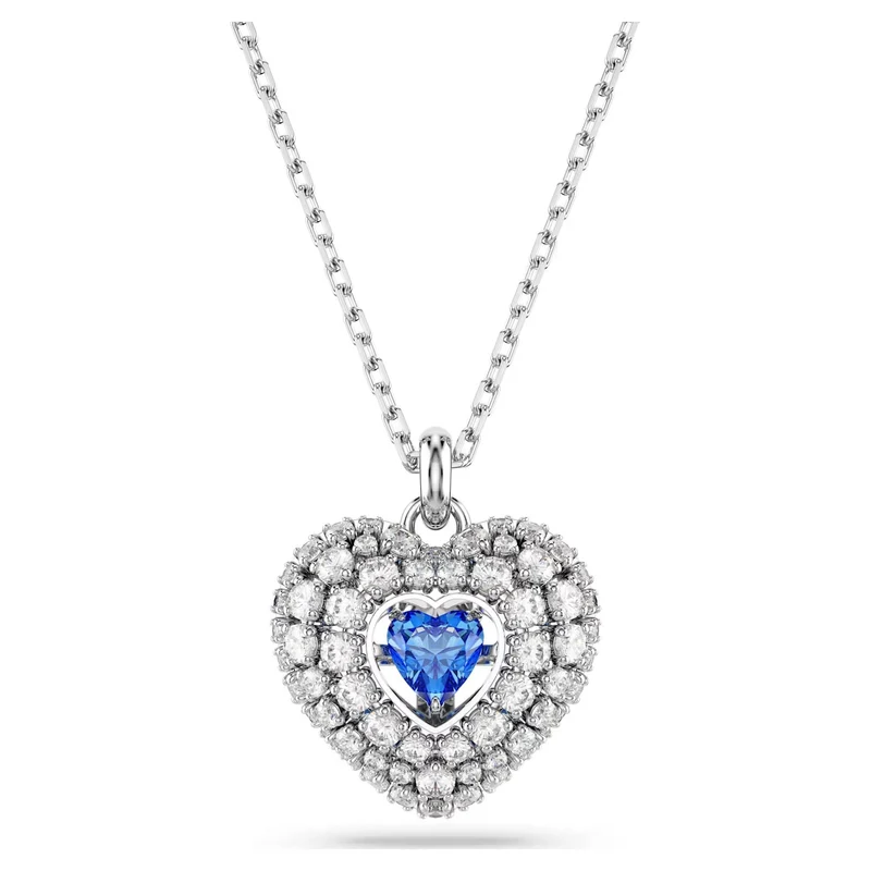 Swarovski Halskette Unisex Idyllia Hyperbola Herz Anhänger Blau Rhodiniert 5680403