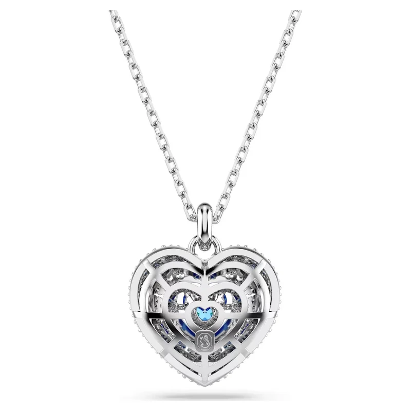 Swarovski Halskette Unisex Idyllia Hyperbola Herz Anhänger Blau Rhodiniert 5680403