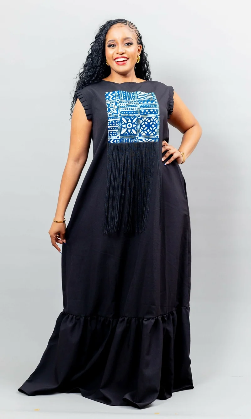 African Yuva Nova Dress - Black
