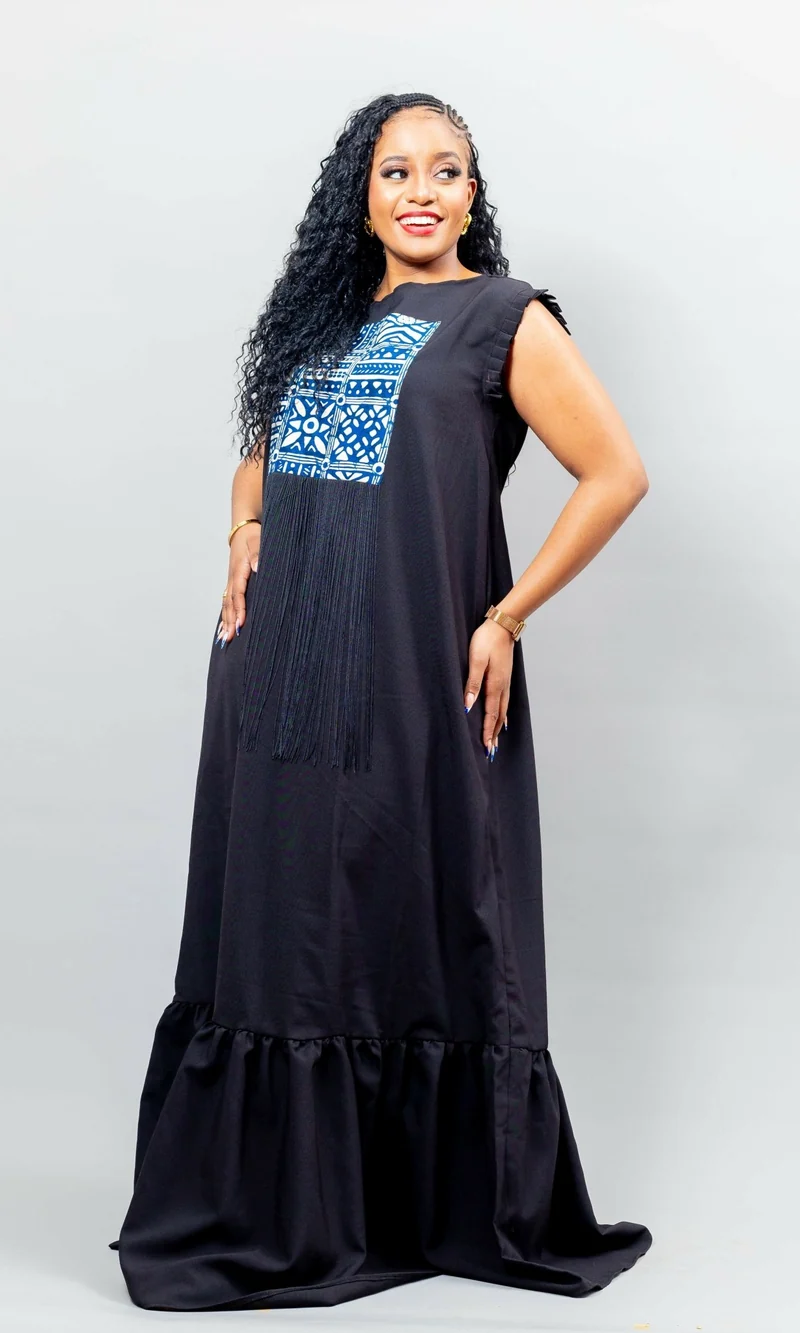 African Yuva Nova Dress - Black