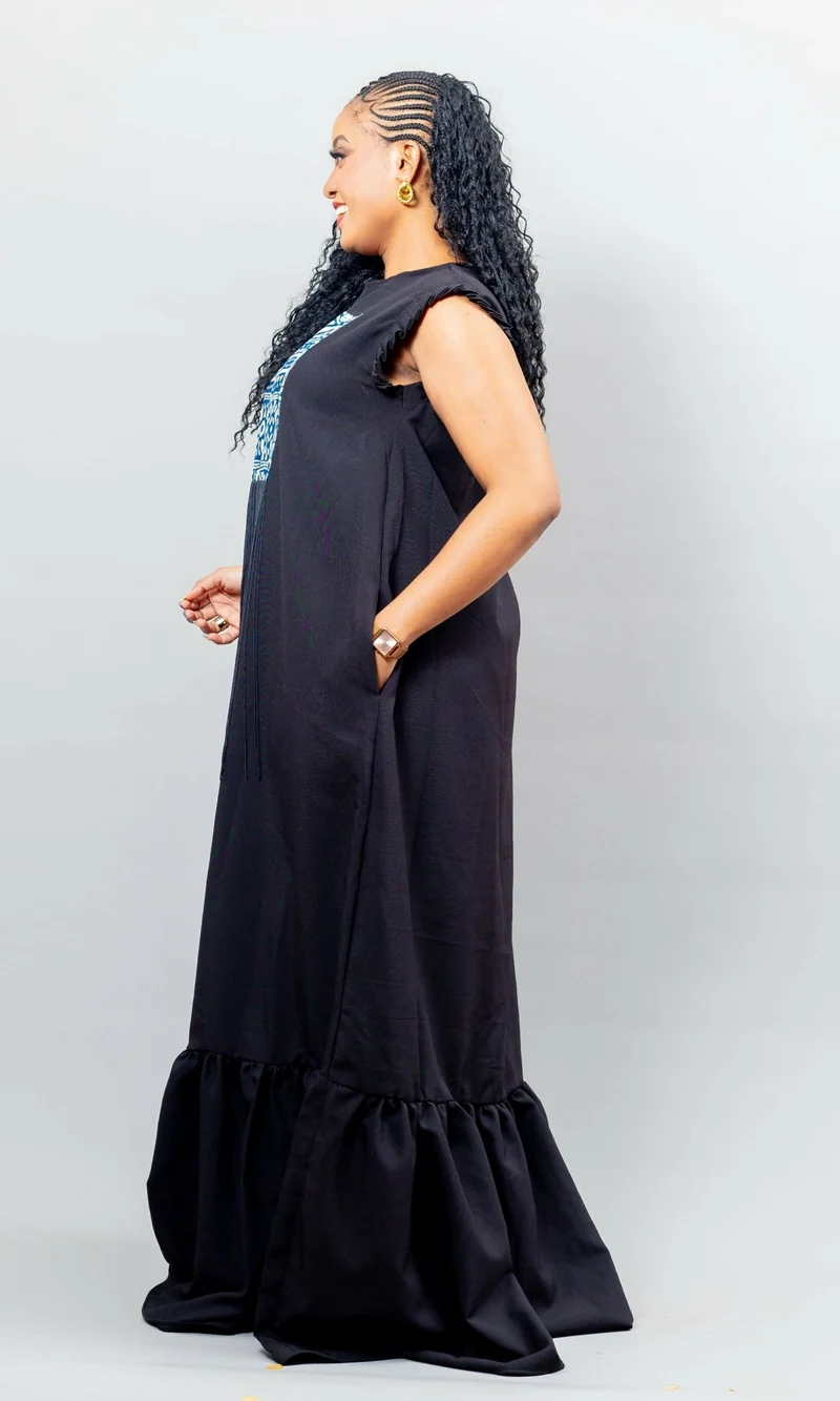 African Yuva Nova Dress - Black
