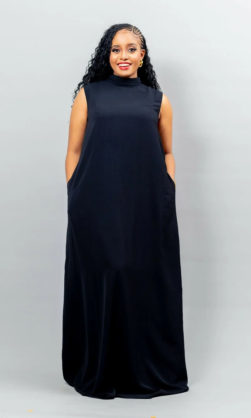 African Yuva Marya Shift Dress - Black