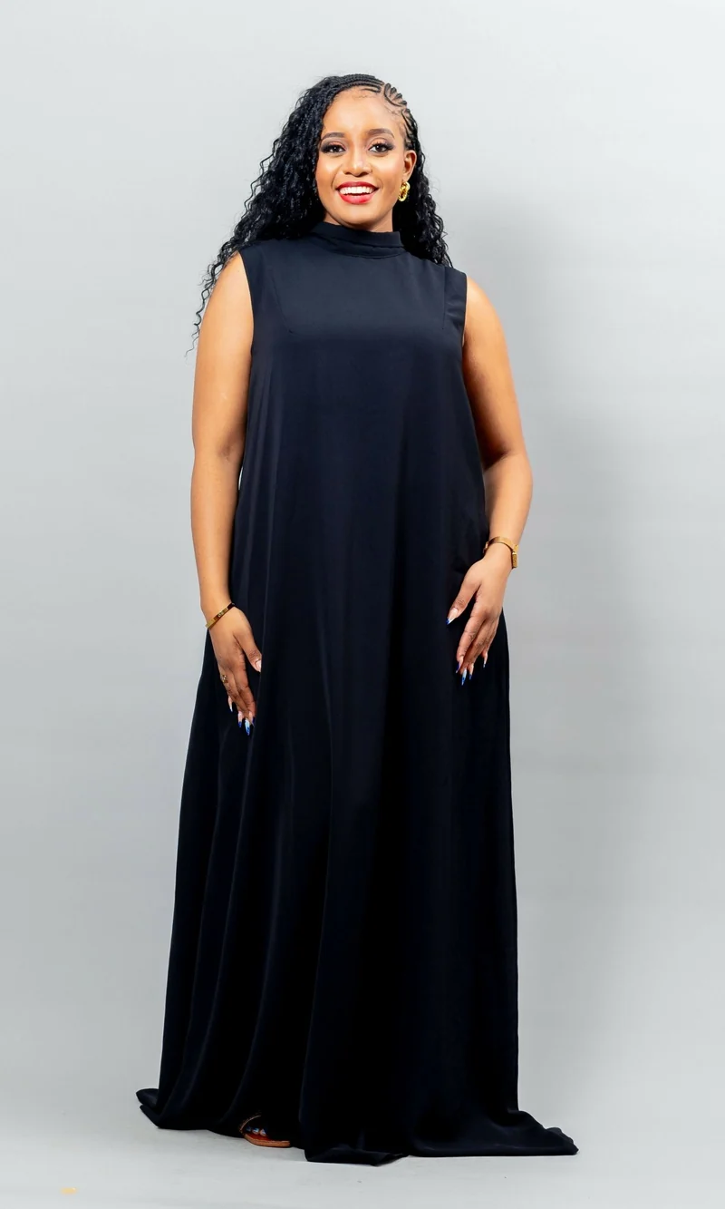 African Yuva Marya Shift Dress - Black
