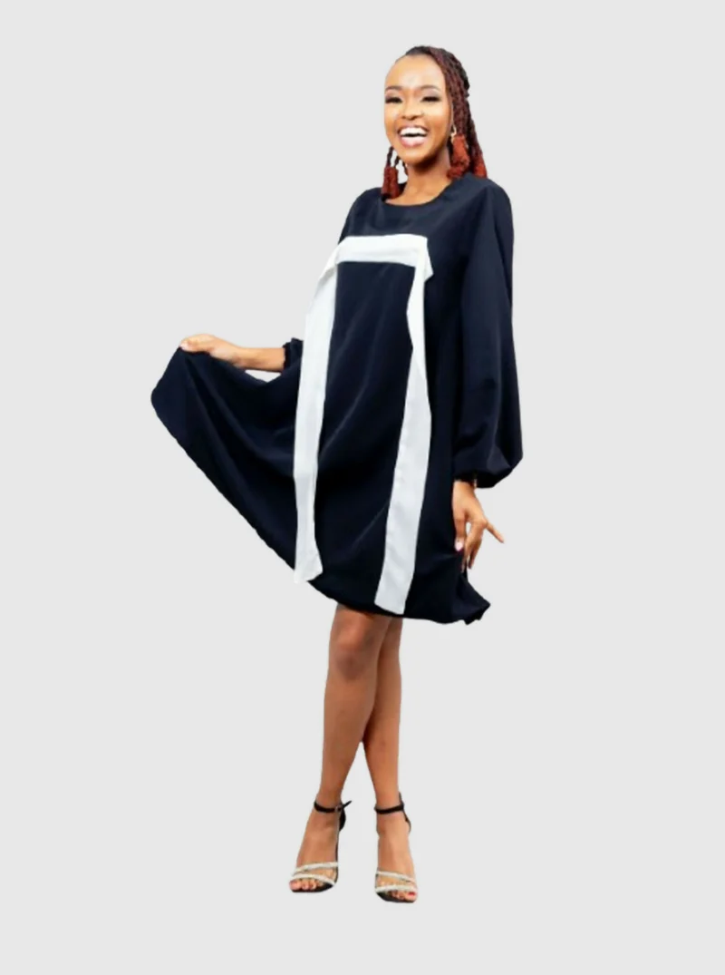 Afriwia Lulu Shift Dress - Black / White