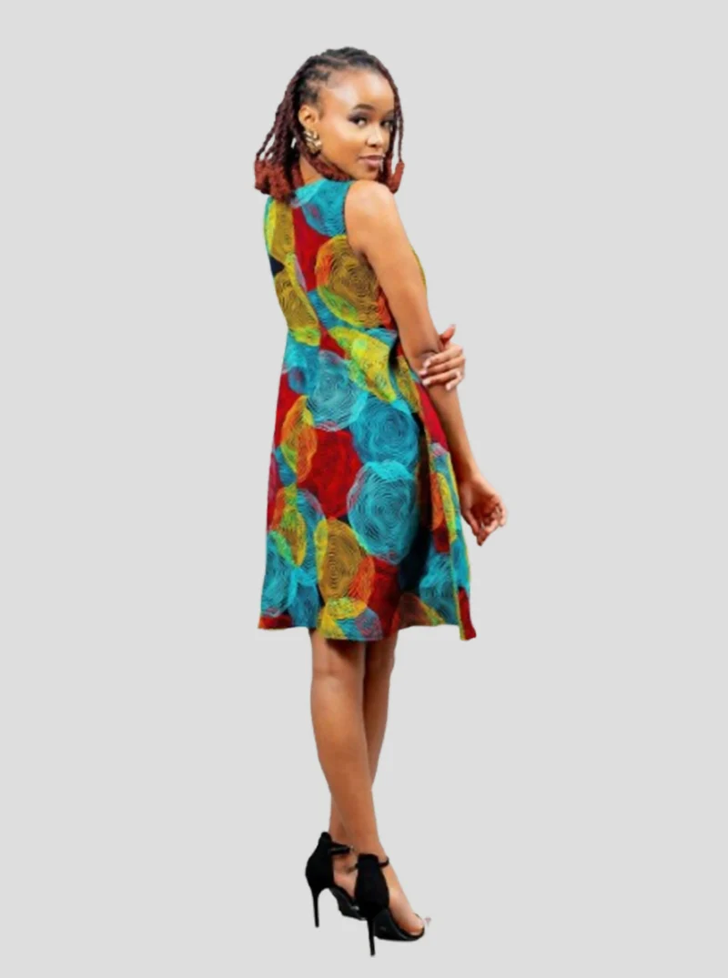 Afriwia Enterprise Ankara Shift Dress - Olive