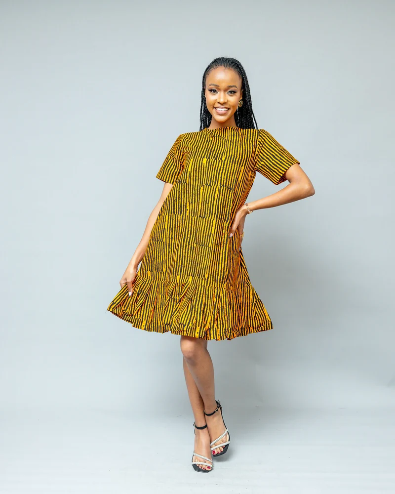Afriwia Rafiki Shift Dress - Mustard