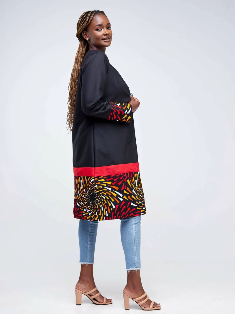 Da'joy Fashions Iliad Ankara Coat - Black