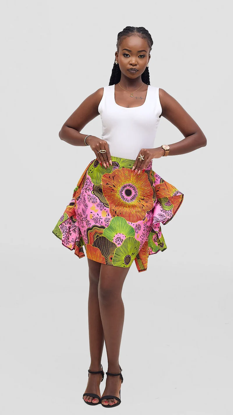 Marumara Creations Ayaba Ruffled Skirt - Multi Colored